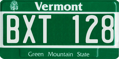 VT license plate BXT128
