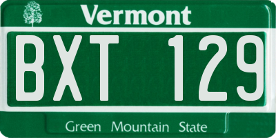 VT license plate BXT129