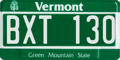 VT license plate BXT130