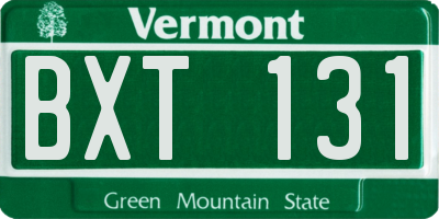 VT license plate BXT131