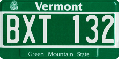 VT license plate BXT132