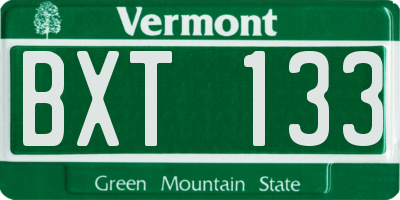 VT license plate BXT133