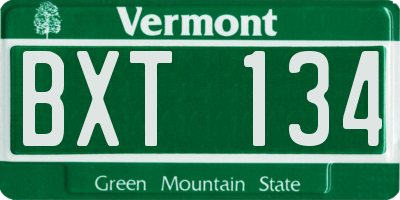 VT license plate BXT134