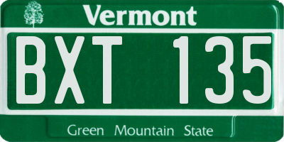 VT license plate BXT135
