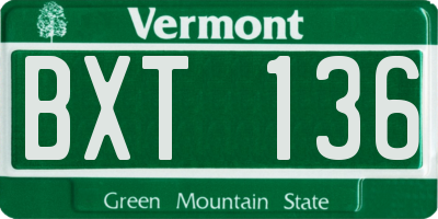 VT license plate BXT136