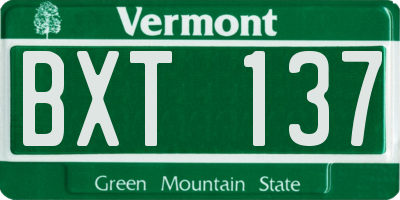 VT license plate BXT137