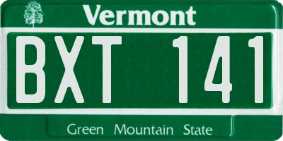 VT license plate BXT141