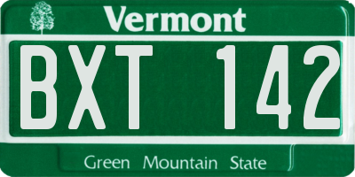 VT license plate BXT142