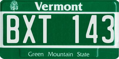 VT license plate BXT143