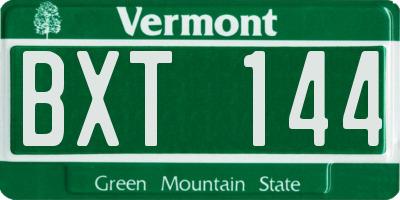 VT license plate BXT144