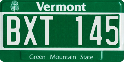 VT license plate BXT145