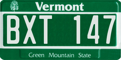 VT license plate BXT147
