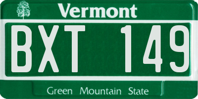 VT license plate BXT149