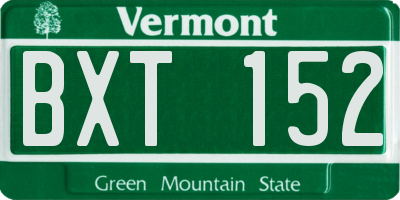 VT license plate BXT152