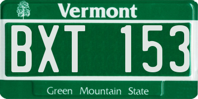 VT license plate BXT153