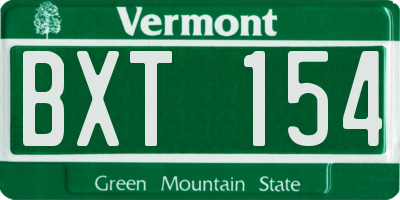 VT license plate BXT154