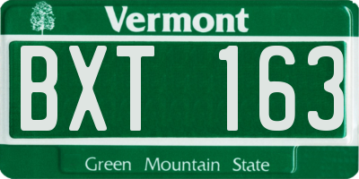 VT license plate BXT163