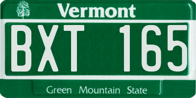 VT license plate BXT165