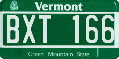 VT license plate BXT166