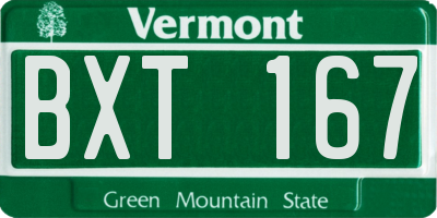 VT license plate BXT167