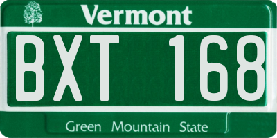 VT license plate BXT168