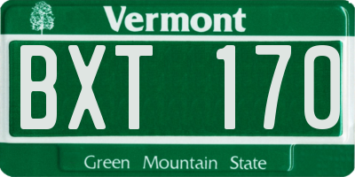 VT license plate BXT170