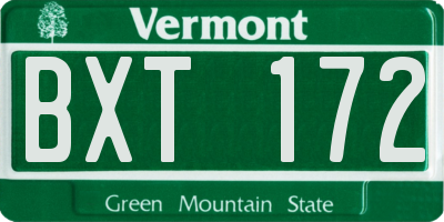 VT license plate BXT172