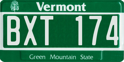VT license plate BXT174