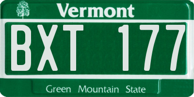 VT license plate BXT177