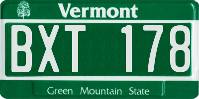 VT license plate BXT178