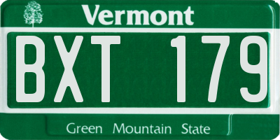 VT license plate BXT179
