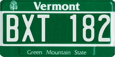 VT license plate BXT182