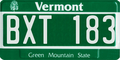 VT license plate BXT183