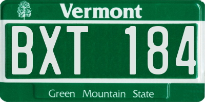 VT license plate BXT184