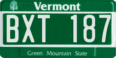 VT license plate BXT187