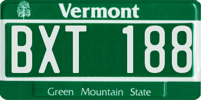VT license plate BXT188