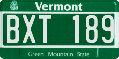 VT license plate BXT189