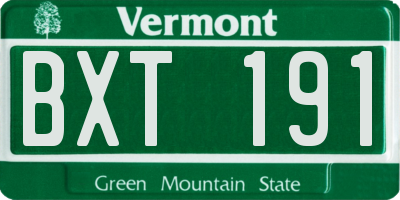 VT license plate BXT191