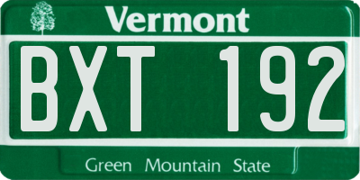 VT license plate BXT192