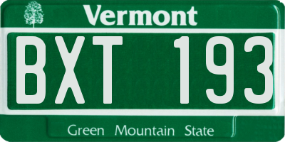 VT license plate BXT193