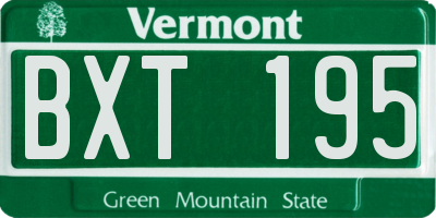 VT license plate BXT195