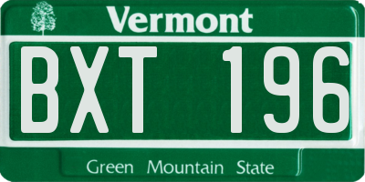 VT license plate BXT196