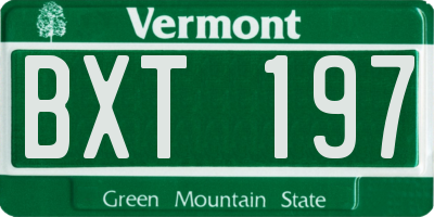 VT license plate BXT197