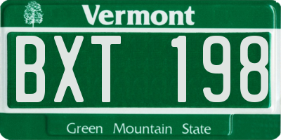 VT license plate BXT198