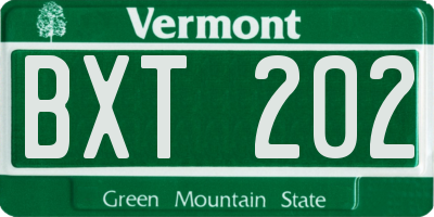VT license plate BXT202