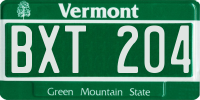 VT license plate BXT204