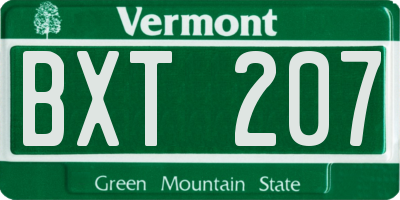 VT license plate BXT207