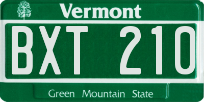 VT license plate BXT210