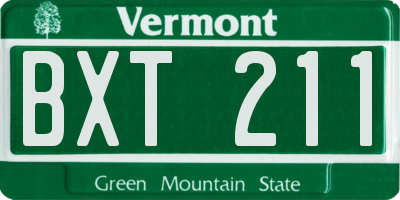 VT license plate BXT211