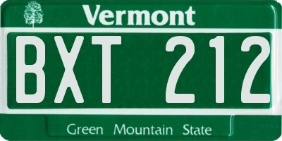 VT license plate BXT212